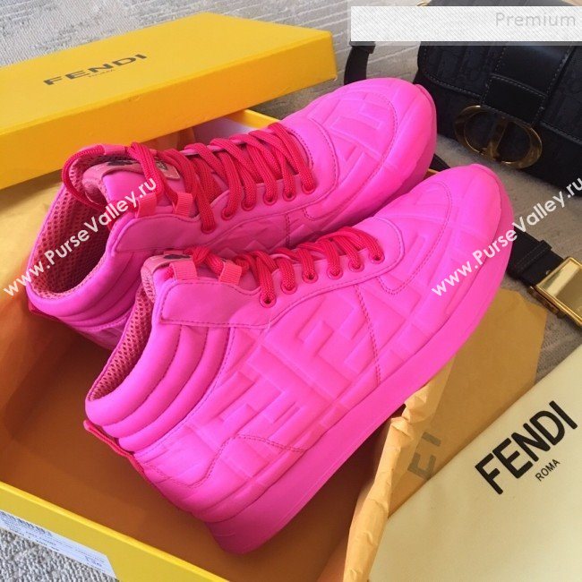 Fendi x Nicki Minaj FF High-top Sneakers Neon Pink 2019 (HQG-9112834)