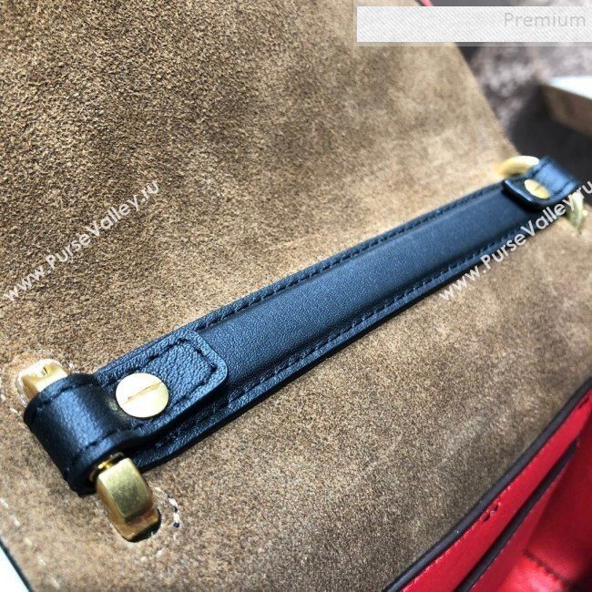 Fendi Kan U Small Calfskin Flap Bag Black/Gold 2019  (AFEI-9112627)