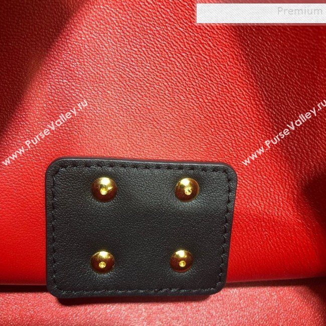 Fendi Kan U Medium Calfskin Flap Bag Black/Gold 2019  (AFEI-9112630)