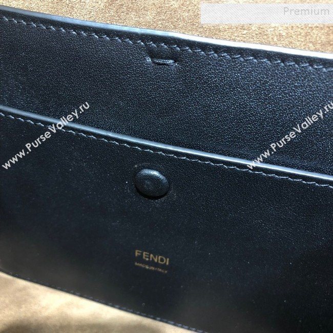 Fendi Kan U Medium Waxed Leather Flap Bag Black/Gold 2019  (AFEI-9112633)