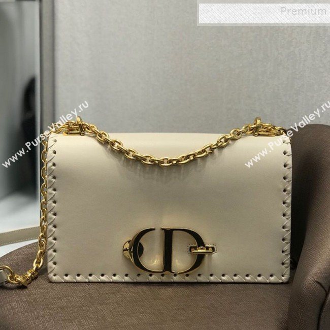 Dior 30 Montaigne CD Flap Bag with Braided Edge White 2019 (BINF-9112643)