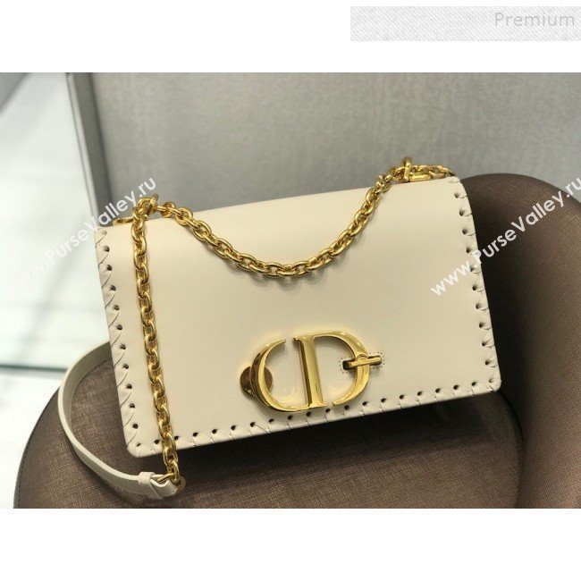 Dior 30 Montaigne CD Flap Bag with Braided Edge White 2019 (BINF-9112643)