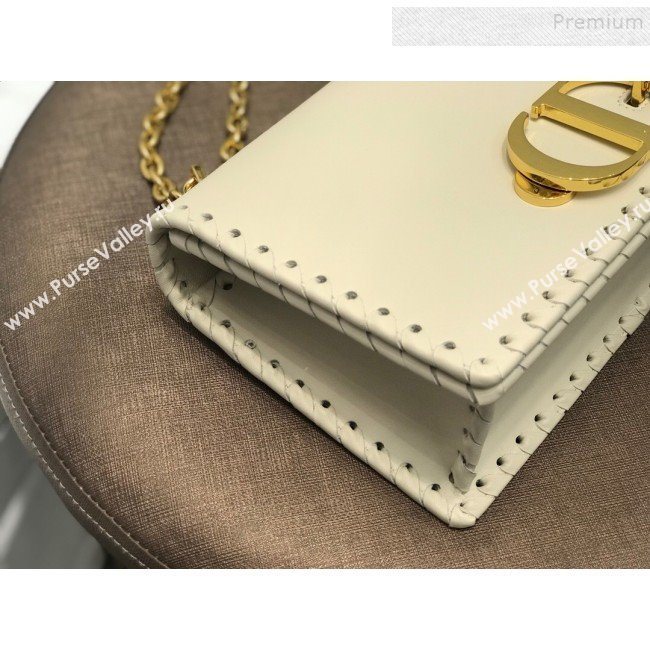Dior 30 Montaigne CD Flap Bag with Braided Edge White 2019 (BINF-9112643)