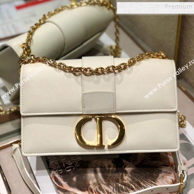 Dior 30 Montaigne CD Chain Flap Bag in Palm-Grained Calfskin White 2019 (BINF-9112641)