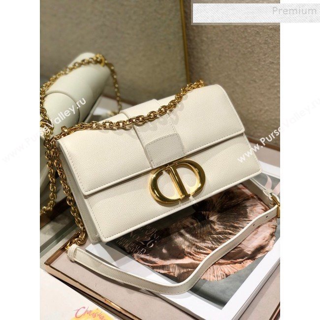 Dior 30 Montaigne CD Chain Flap Bag in Palm-Grained Calfskin White 2019 (BINF-9112641)