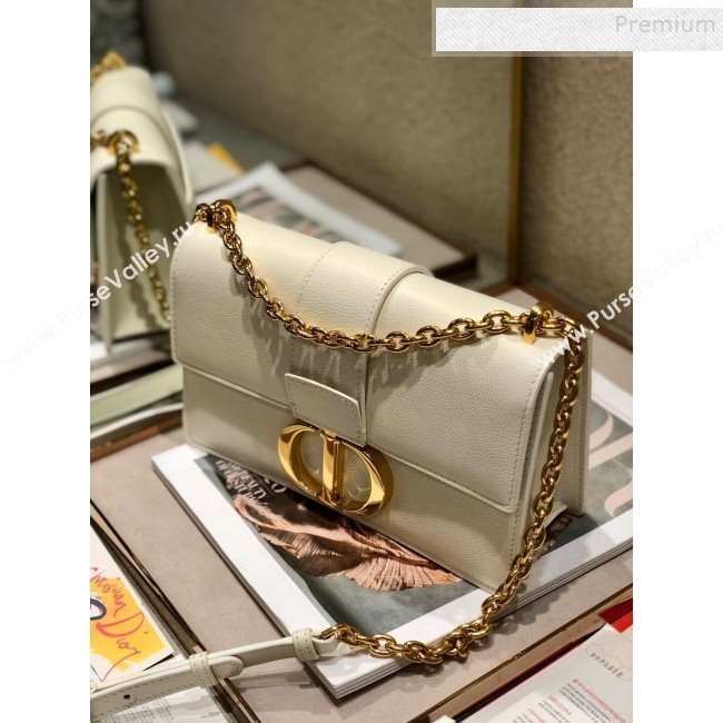 Dior 30 Montaigne CD Chain Flap Bag in Palm-Grained Calfskin White 2019 (BINF-9112641)