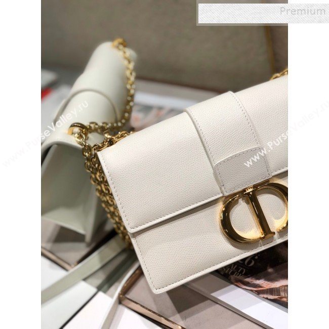 Dior 30 Montaigne CD Chain Flap Bag in Palm-Grained Calfskin White 2019 (BINF-9112641)