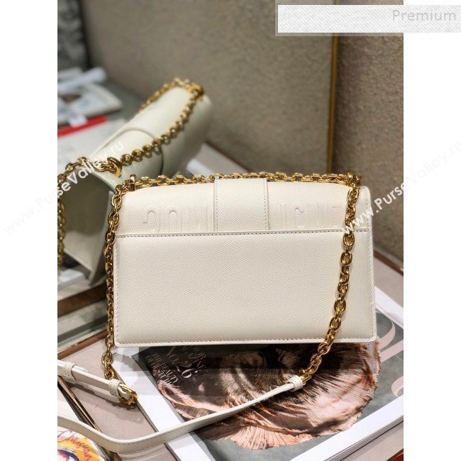 Dior 30 Montaigne CD Chain Flap Bag in Palm-Grained Calfskin White 2019 (BINF-9112641)