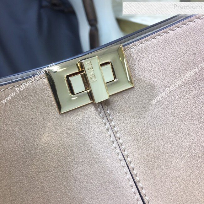 Fendi Peekaboo X-Lite Medium Bag in FF Pocket and Supple Calfskin Nude 2019 (AFEI-9112933)