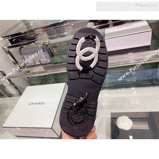 Chanel Down Feather Lambskin Fur Quilted Strap Short Boots G35342 White 2019 (XO-9113021)