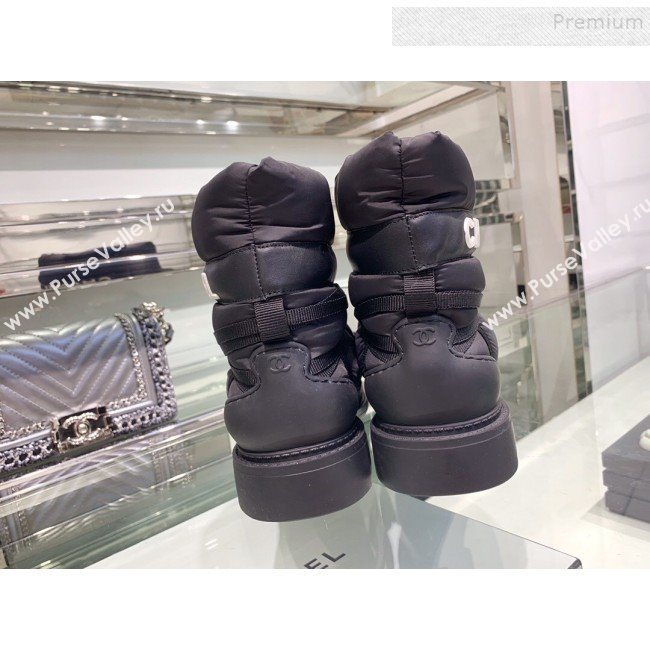 Chanel Down Feather Lambskin Fur Quilted Strap Short Boots Black 2019 (XO-9113022)