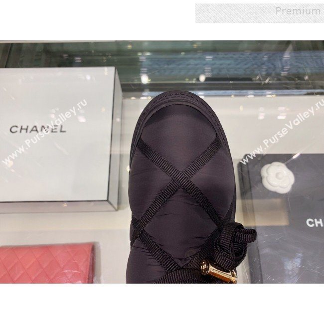 Chanel Down Feather Lambskin Fur Quilted Strap Short Boots Black 2019 (XO-9113022)