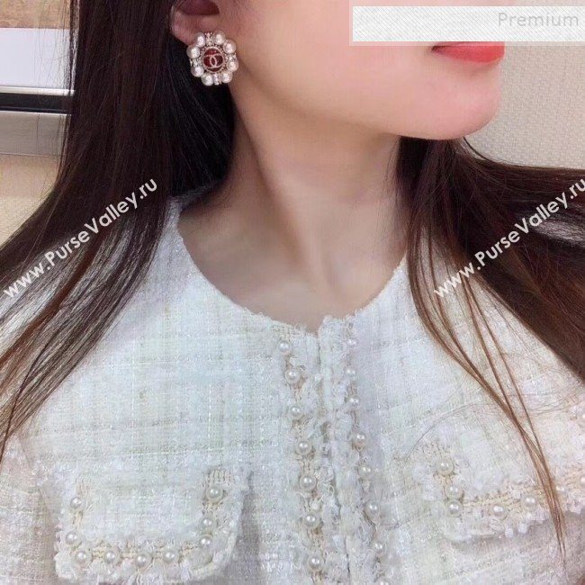 Chanel Pearl Stud Earrings 04 Red 2019 (YF-9112848)