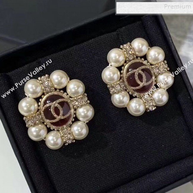 Chanel Pearl Stud Earrings 04 Red 2019 (YF-9112848)