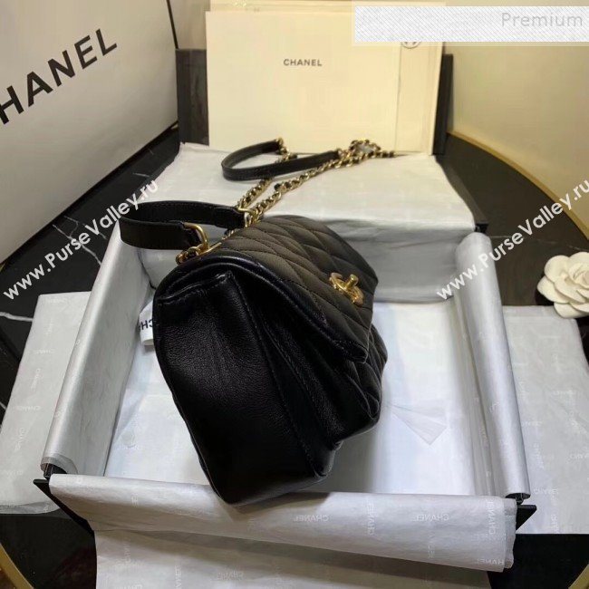 Chanel Quilted Calfskin Medium Flap Bag with Top Handle AS1155 Black 2020 (KAIS-9112903)