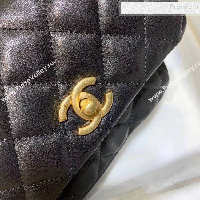 Chanel Quilted Calfskin Medium Flap Bag with Top Handle AS1155 Black 2020 (KAIS-9112903)