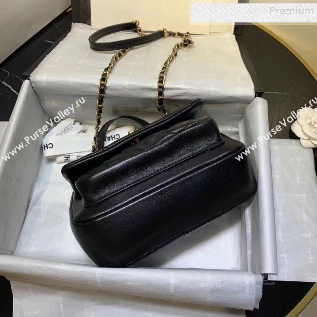 Chanel Quilted Calfskin Medium Flap Bag with Top Handle AS1155 Black 2020 (KAIS-9112903)