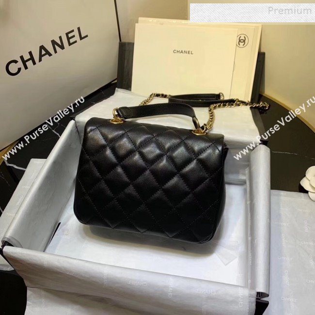 Chanel Quilted Calfskin Medium Flap Bag with Top Handle AS1155 Black 2020 (KAIS-9112903)