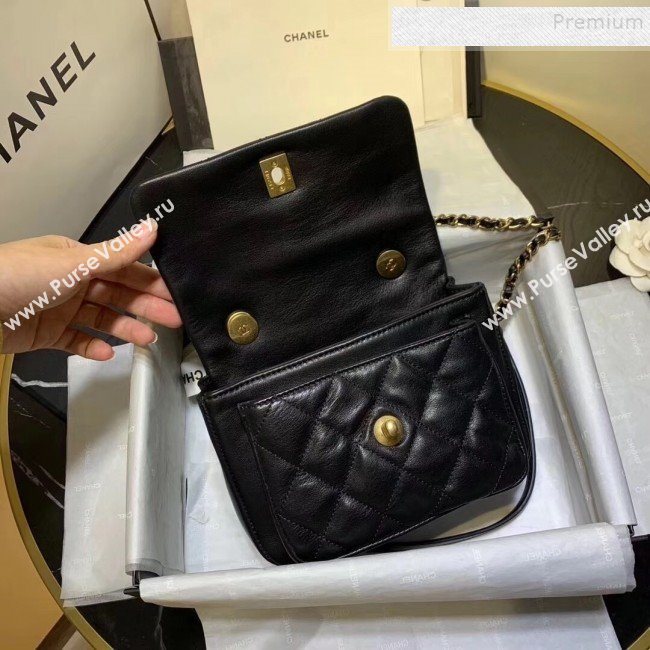 Chanel Quilted Calfskin Medium Flap Bag with Top Handle AS1155 Black 2020 (KAIS-9112903)