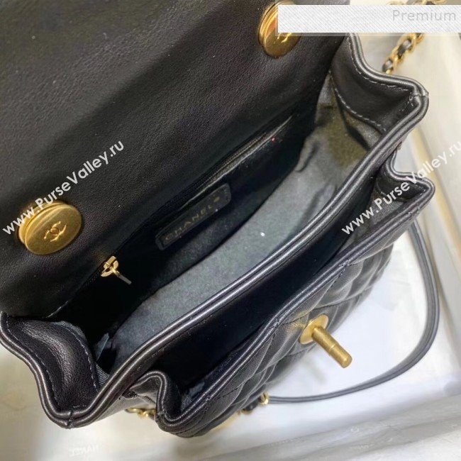 Chanel Quilted Calfskin Medium Flap Bag with Top Handle AS1155 Black 2020 (KAIS-9112903)