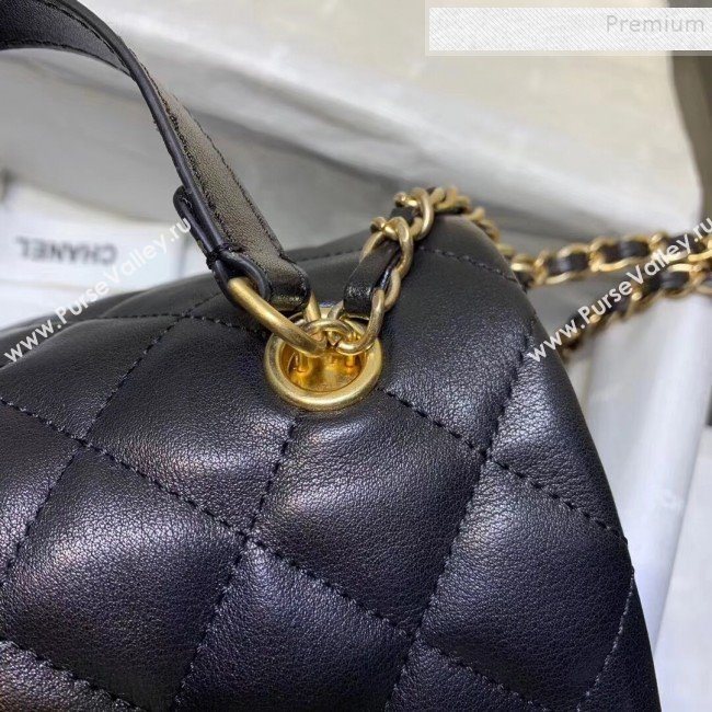 Chanel Quilted Calfskin Medium Flap Bag with Top Handle AS1155 Black 2020 (KAIS-9112903)