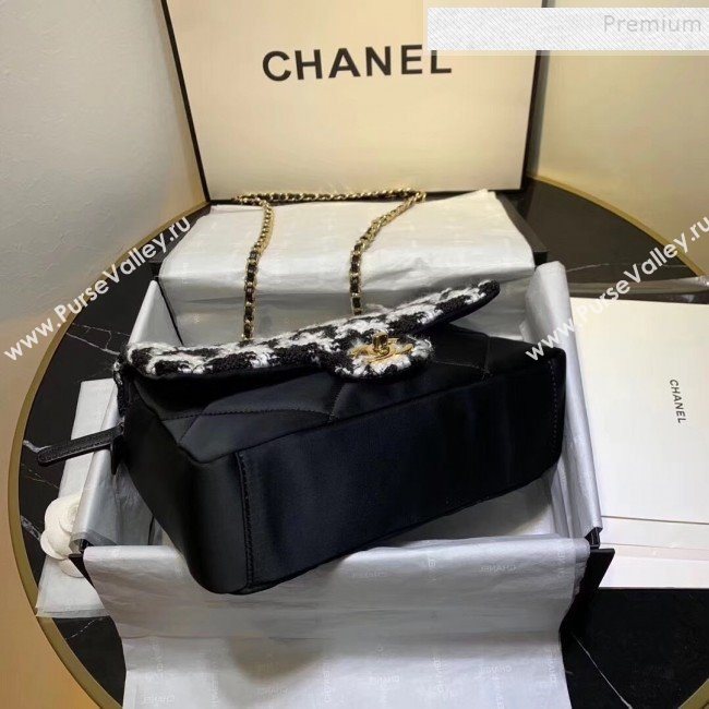 Chanel Quilted Calfskin and Houndstooth Tweed Medium Flap Bag AS1154 Black/White 2019 (KAIS-9112906)