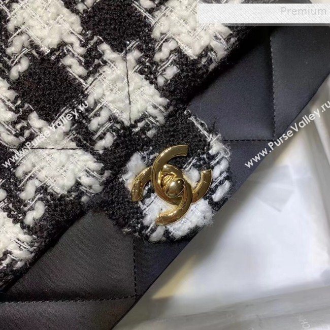 Chanel Quilted Calfskin and Houndstooth Tweed Medium Flap Bag AS1154 Black/White 2019 (KAIS-9112906)