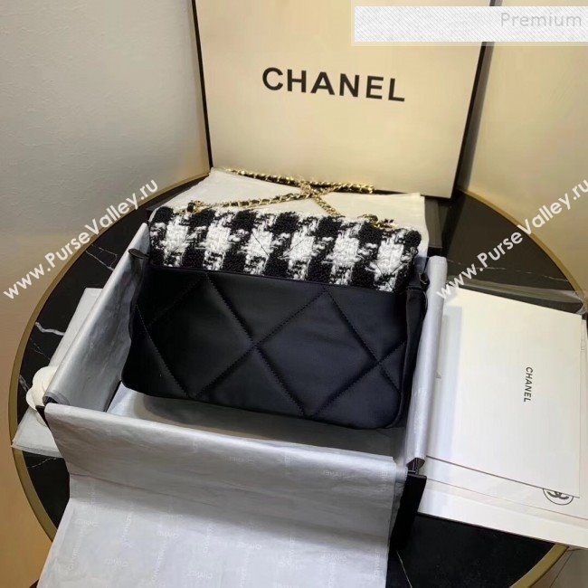 Chanel Quilted Calfskin and Houndstooth Tweed Medium Flap Bag AS1154 Black/White 2019 (KAIS-9112906)