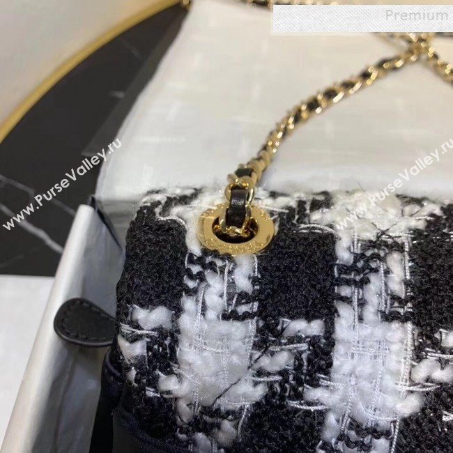 Chanel Quilted Calfskin and Houndstooth Tweed Medium Flap Bag AS1154 Black/White 2019 (KAIS-9112906)