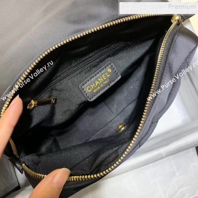 Chanel Quilted Calfskin and Houndstooth Tweed Medium Flap Bag AS1154 Black/White 2019 (KAIS-9112906)