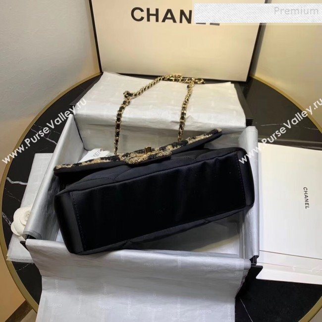 Chanel Quilted Calfskin and Houndstooth Tweed Medium Flap Bag AS1154 Black/Gold 2019 (KAIS-9112907)