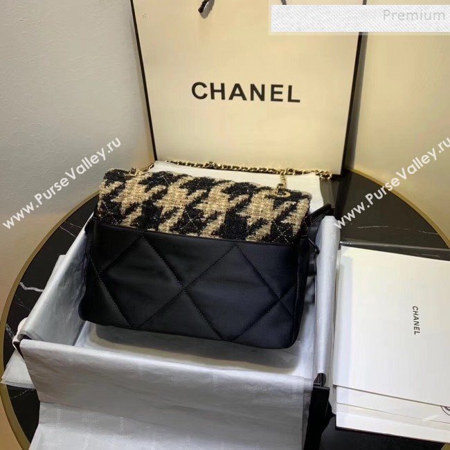 Chanel Quilted Calfskin and Houndstooth Tweed Medium Flap Bag AS1154 Black/Gold 2019 (KAIS-9112907)