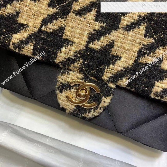 Chanel Quilted Calfskin and Houndstooth Tweed Medium Flap Bag AS1154 Black/Gold 2019 (KAIS-9112907)