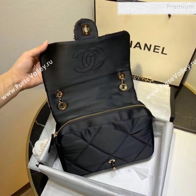 Chanel Quilted Calfskin and Houndstooth Tweed Medium Flap Bag AS1154 Black/Gold 2019 (KAIS-9112907)
