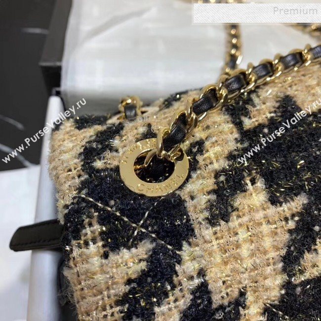 Chanel Quilted Calfskin and Houndstooth Tweed Medium Flap Bag AS1154 Black/Gold 2019 (KAIS-9112907)