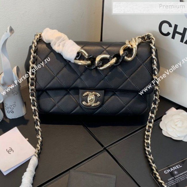 Chanel Quilted Lambskin Flap Bag with Resin Chain AS1353 Black 2020 (FM-9112912)