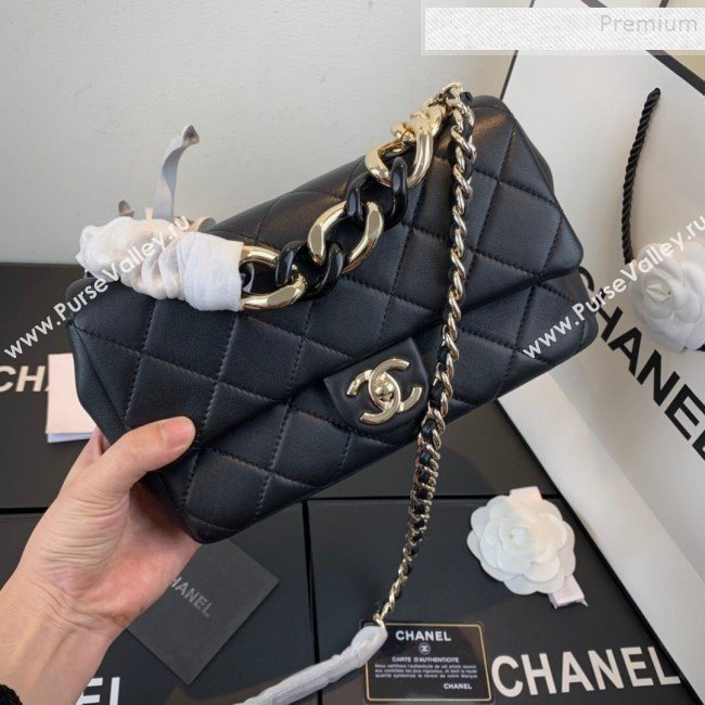 Chanel Quilted Lambskin Flap Bag with Resin Chain AS1353 Black 2020 (FM-9112912)