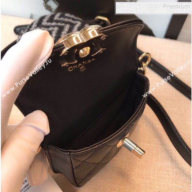 Chanel Quilted Leather Waist Bag and Coin Purse AP0743 Black/White 2019 (FM-9112915)