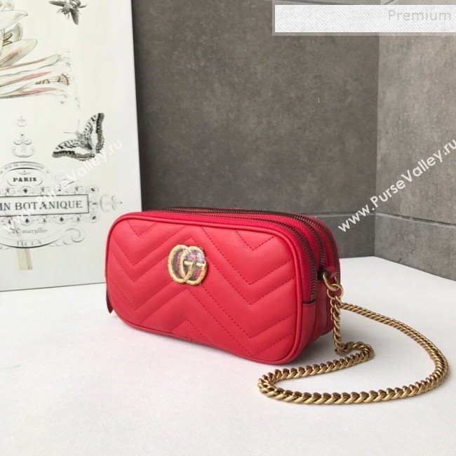 Gucci GG Marmont Mini Chain Bag 546581 Red 2019 (DLH-9112920)