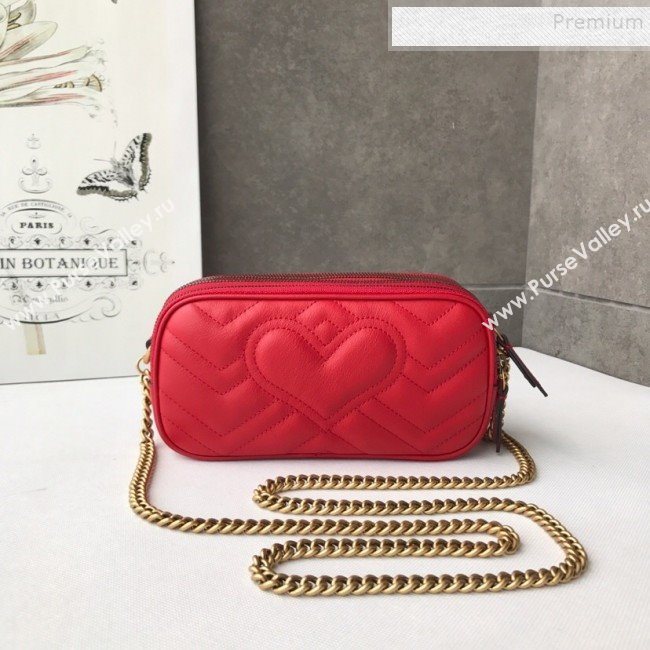 Gucci GG Marmont Mini Chain Bag 546581 Red 2019 (DLH-9112920)