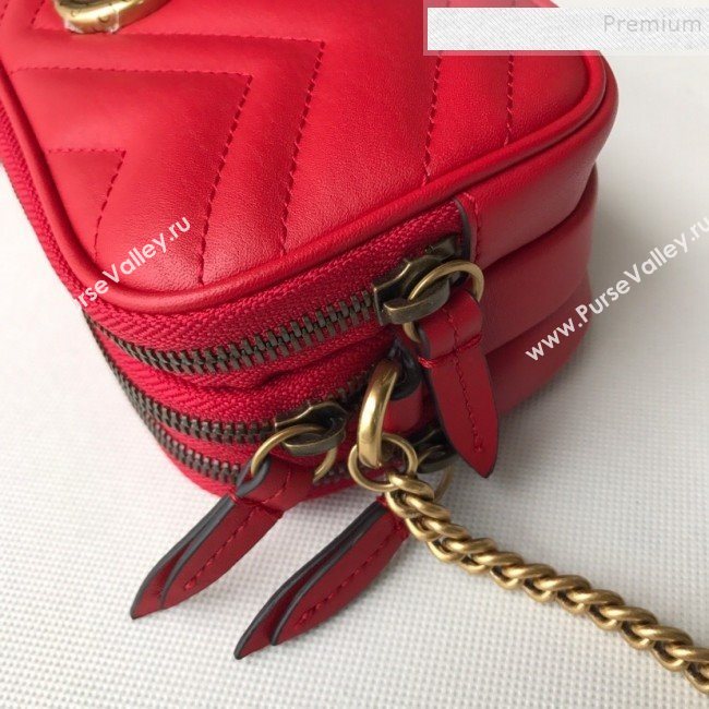 Gucci GG Marmont Mini Chain Bag 546581 Red 2019 (DLH-9112920)