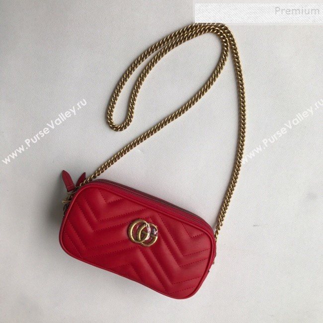 Gucci GG Marmont Mini Chain Bag 546581 Red 2019 (DLH-9112920)