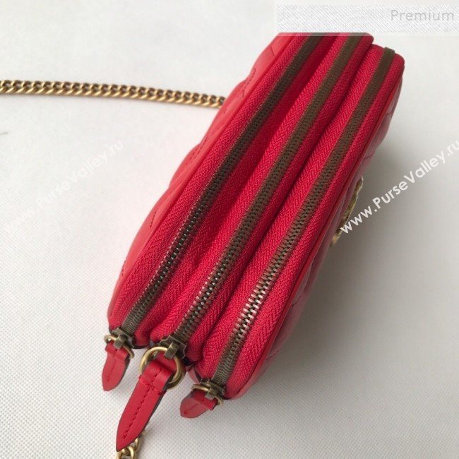 Gucci GG Marmont Mini Chain Bag 546581 Red 2019 (DLH-9112920)