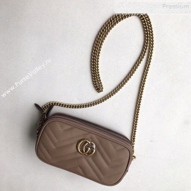 Gucci GG Marmont Mini Chain Bag 546581 Beige 2019 (DLH-9112922)