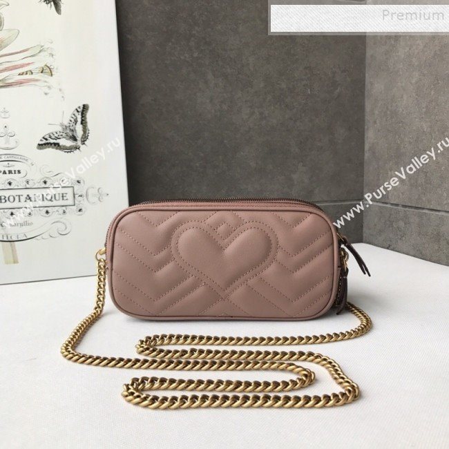 Gucci GG Marmont Mini Chain Bag 546581 Dusty Pink 2019 (DLH-9112921)