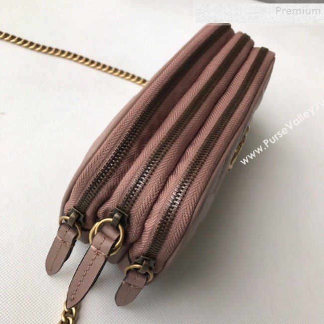 Gucci GG Marmont Mini Chain Bag 546581 Dusty Pink 2019 (DLH-9112921)