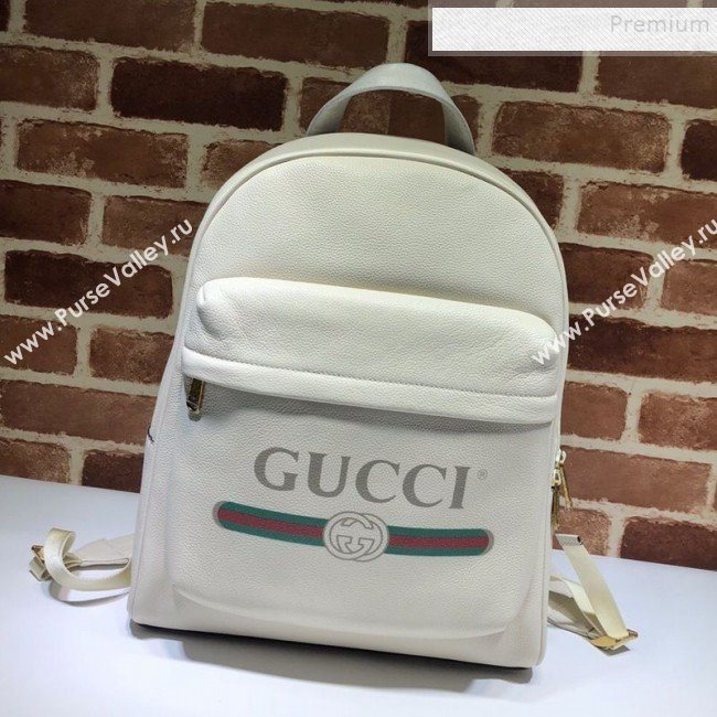 Gucci Logo Print Leather Backpack 547834 White 2019 (DLH-9112923)