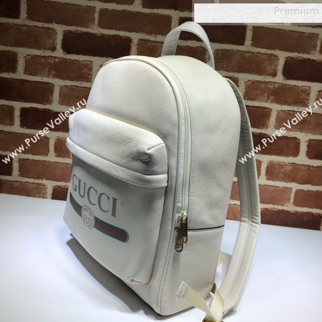 Gucci Logo Print Leather Backpack 547834 White 2019 (DLH-9112923)