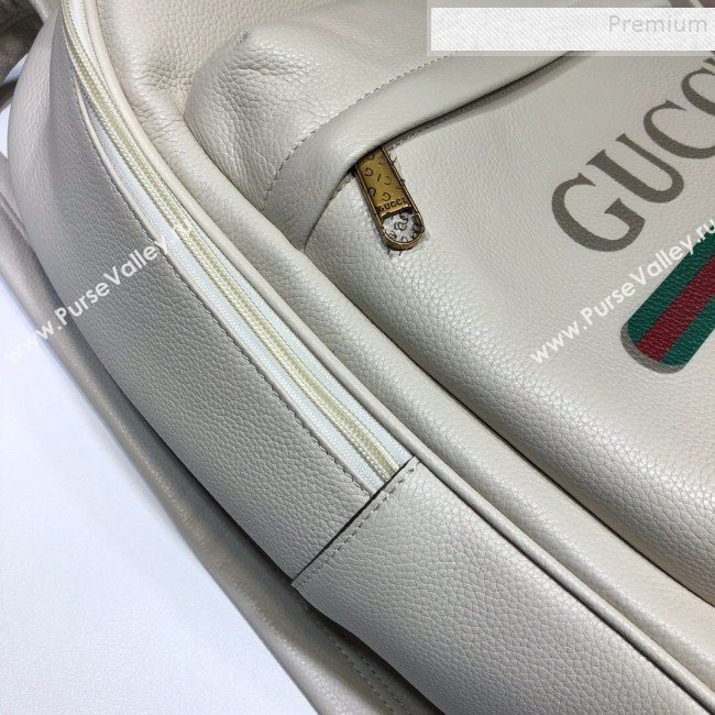 Gucci Logo Print Leather Backpack 547834 White 2019 (DLH-9112923)