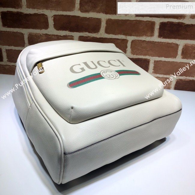 Gucci Logo Print Leather Backpack 547834 White 2019 (DLH-9112923)